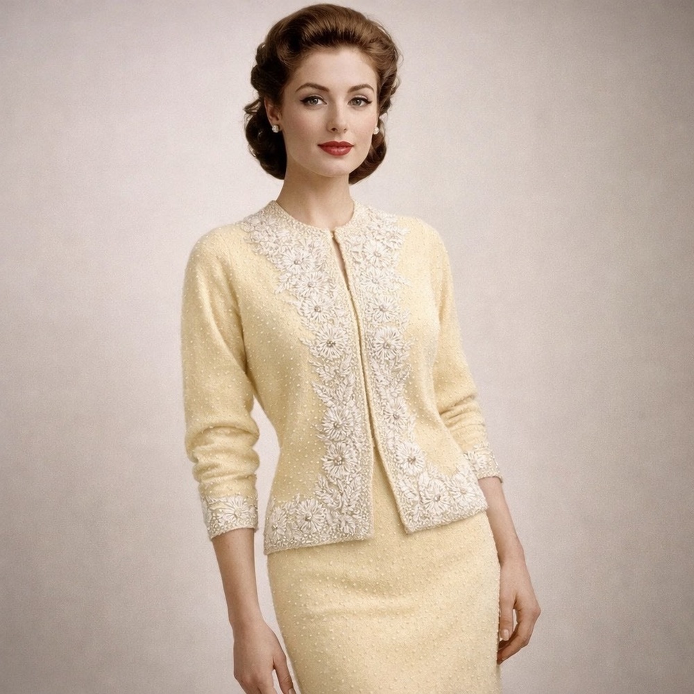 GENE SHELLY'S Boutique Internationale California RARE 1950's beaded cardigan